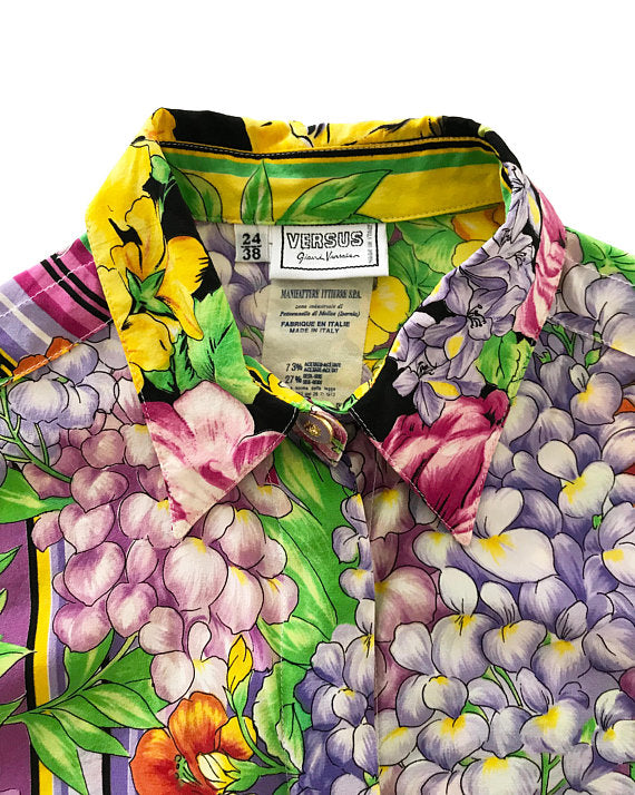 Versus by Gianni Versace 1990s Floral Print Silk Shirt – FRUIT Vintage