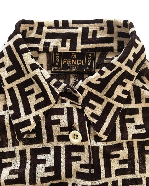 Visum fordrejer eftermiddag Fendi Zucca 1990s Mesh Monogram Shirt – FRUIT Vintage