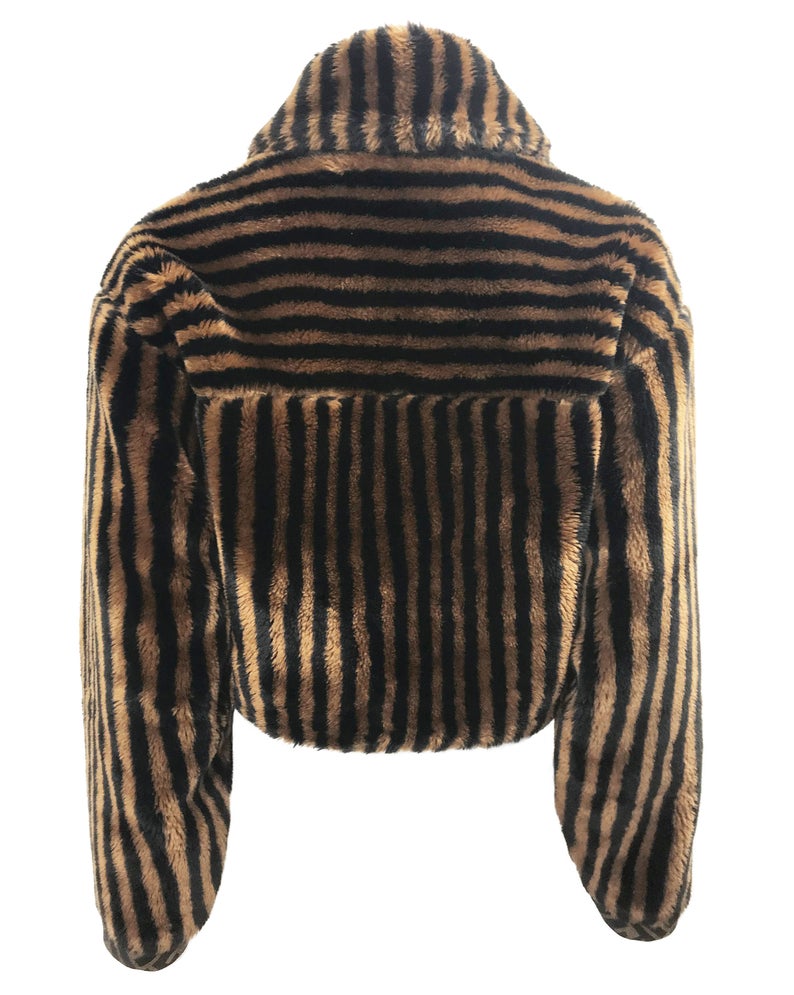 Fendi Striped Zucca Faux Fur Bomber jacket – FRUIT Vintage