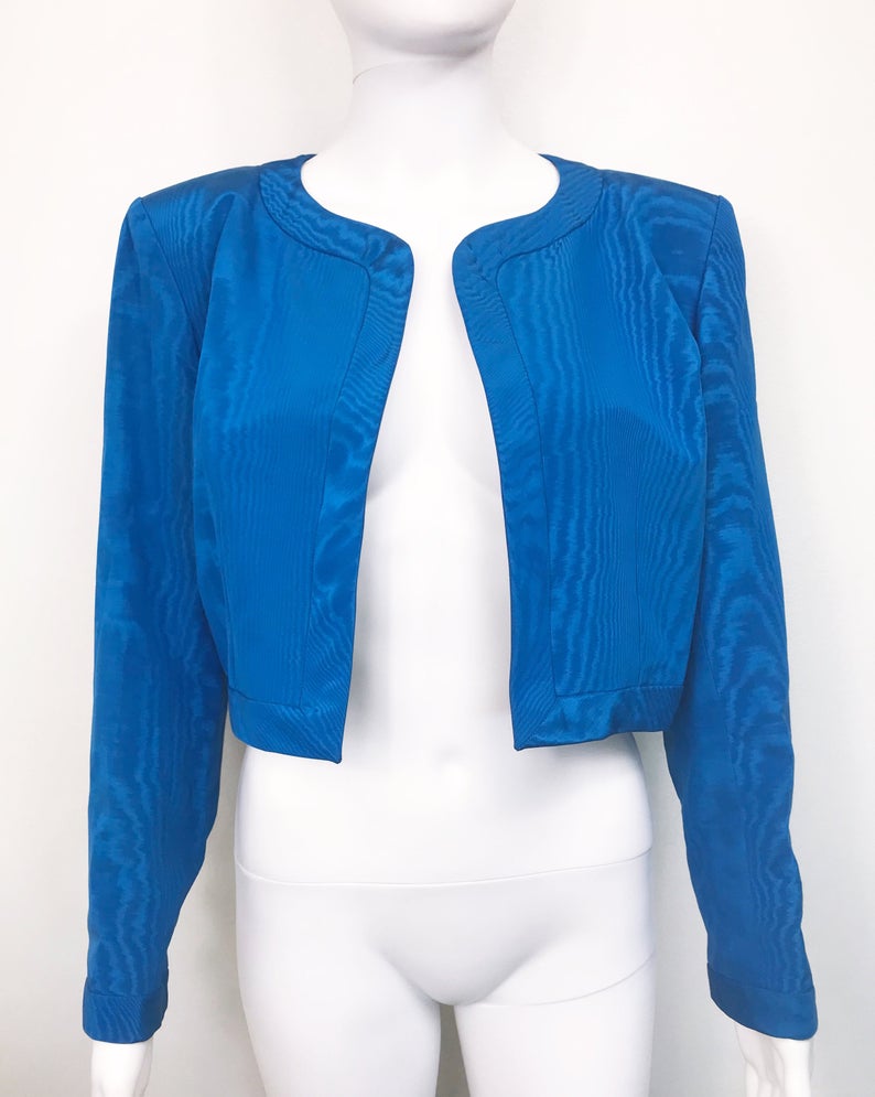 Yves Saint Laurent 1980s Blue Crop Jacket