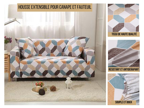 Housse extensible pour canapé et fauteuil - couleurs imprimées