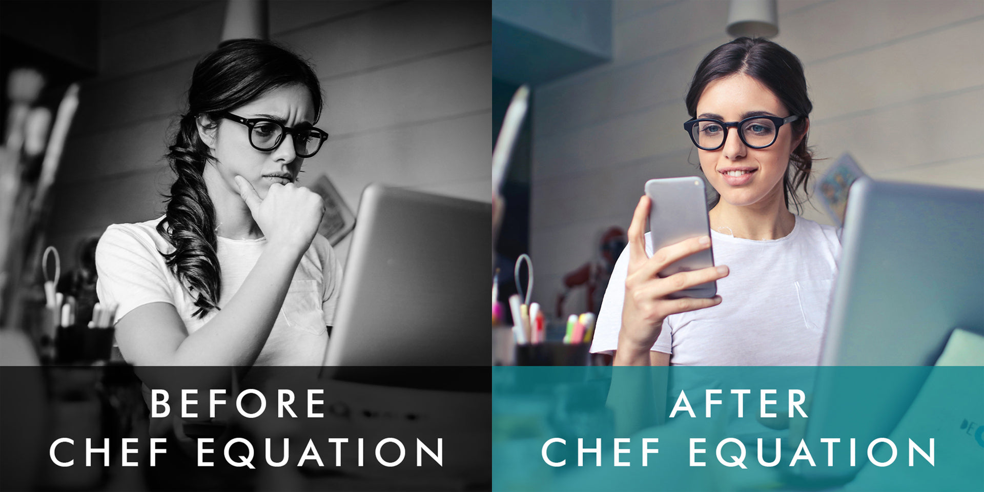 Before ChefEquation. After ChefEquation.