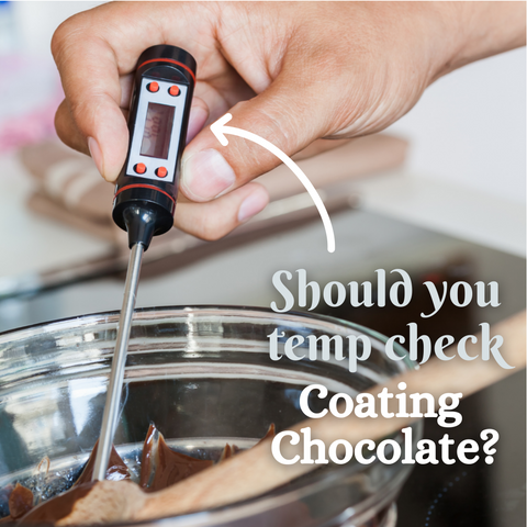 keep coating chocolate between 98 and 102 degrees and use a thermometer