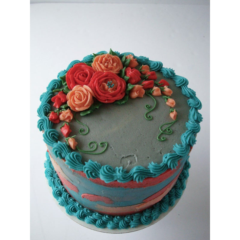 Cake decorated with icing flowers