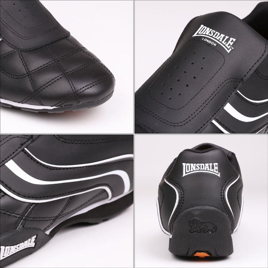 lonsdale black leather trainers