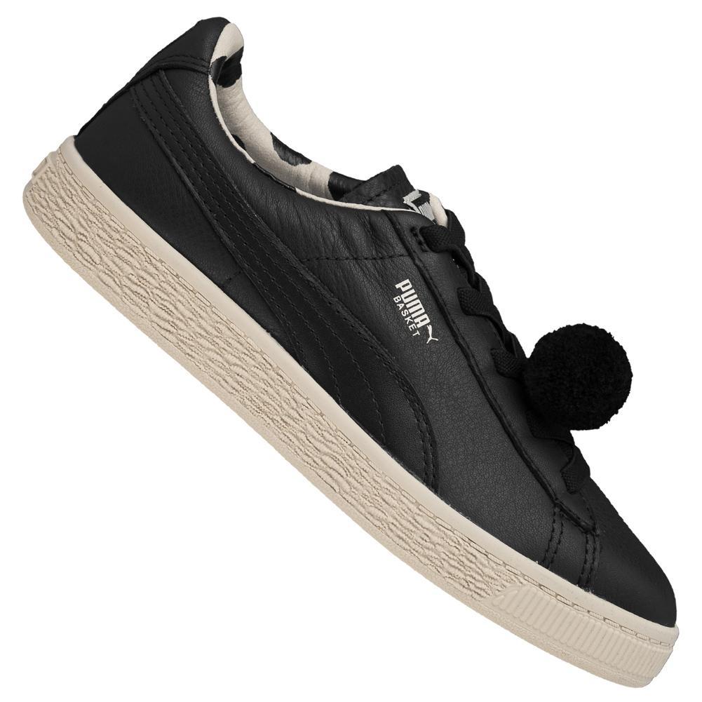 kids black leather trainers