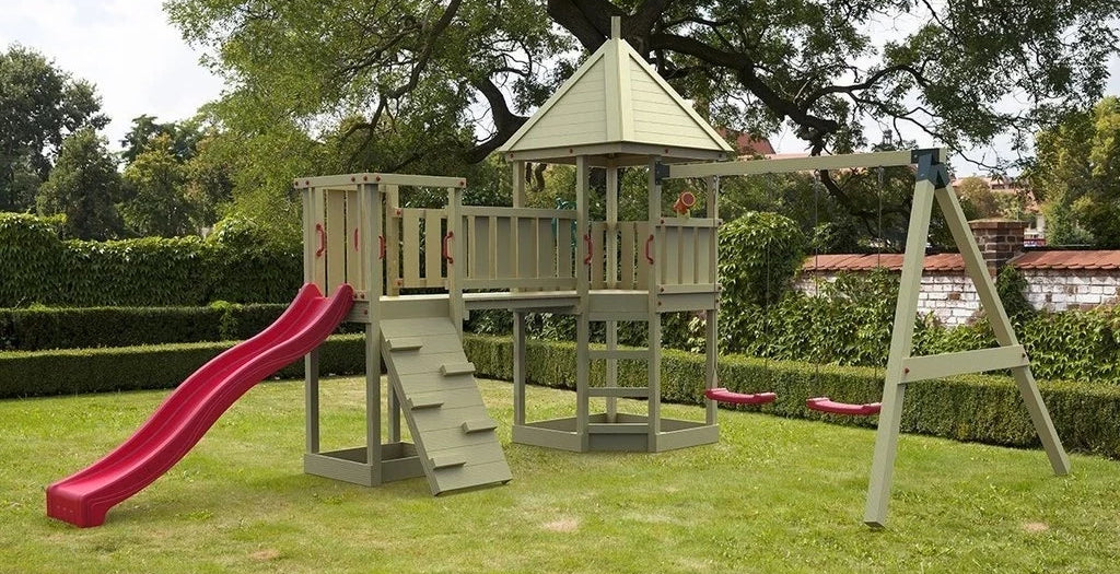 The Cheeky Monkey Wooden Slide and Swing Set
