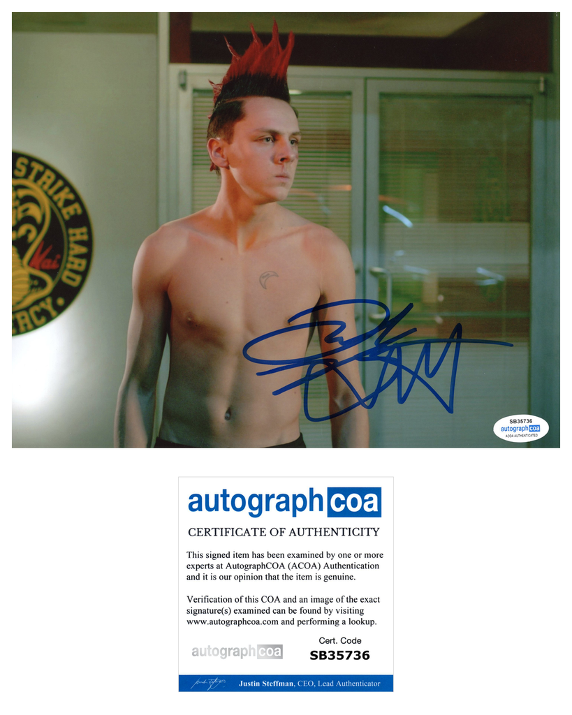 Jacob Bertrand Cobra Kai Signed Autograph 8x10 Photo Acoa Outlaw Hobbies Authentic Autographs