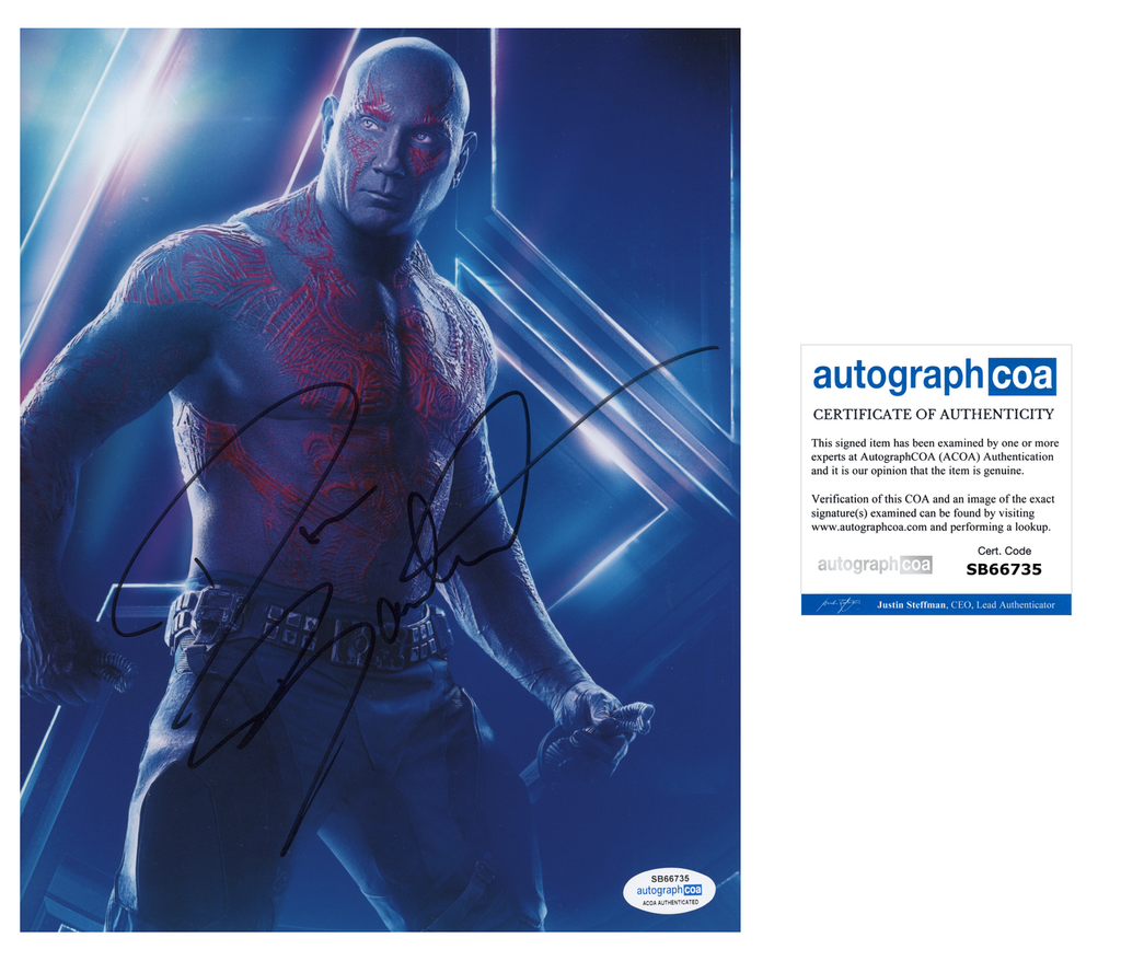 Dave Bautista Guardians Of The Galaxy Signed Autograph 8x10 Photo Acoa