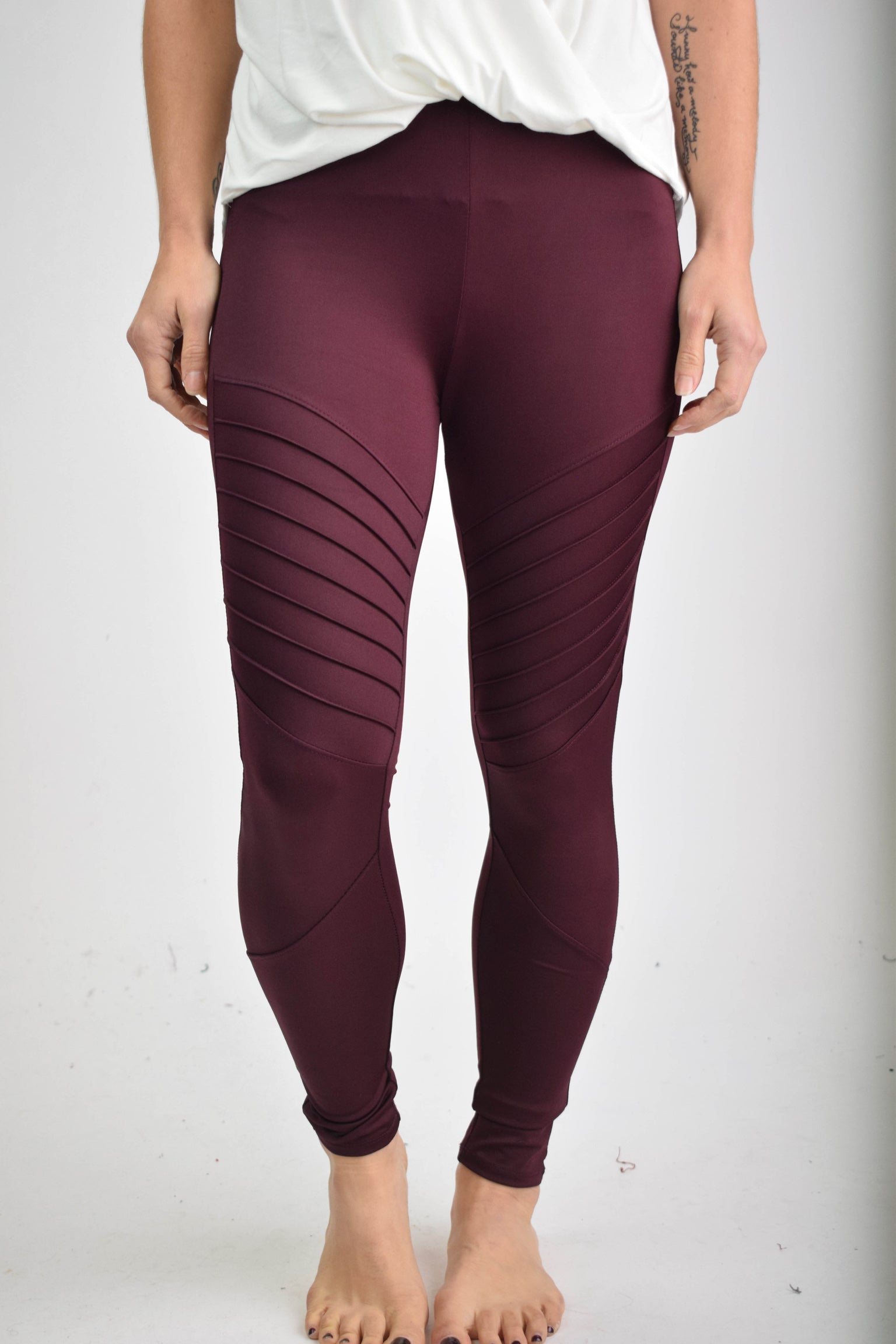 maroon moto leggings