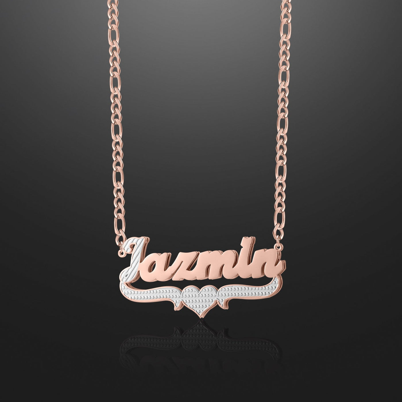 Double Plated Script Name Necklace w/ Figaro Chain | Dorado Fashion