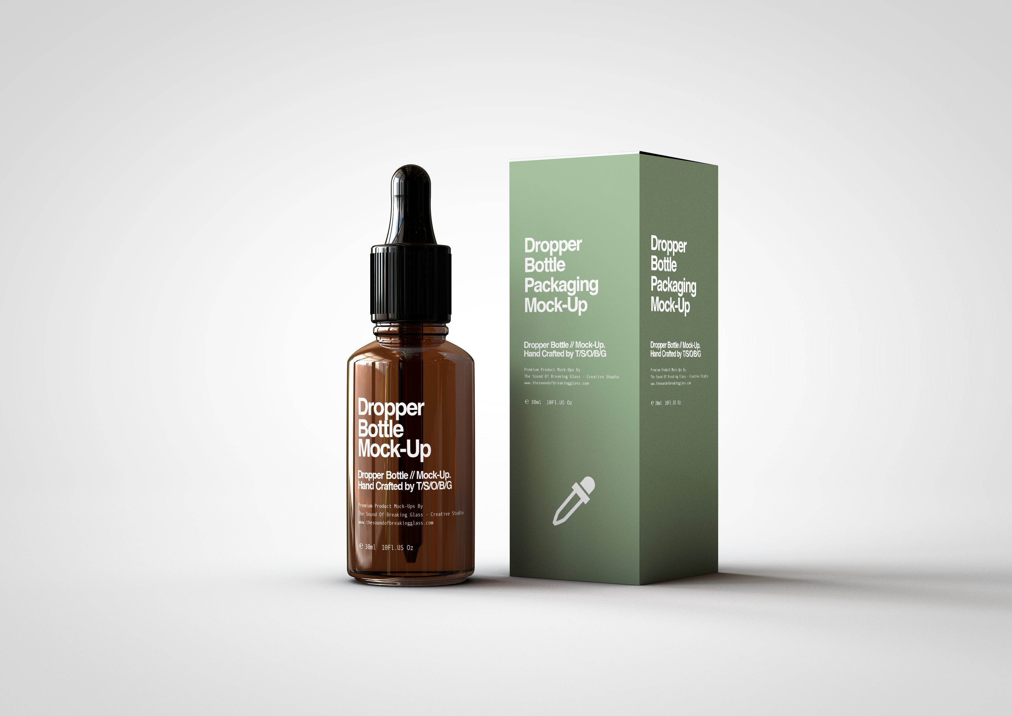 Download Amber Dropper Bottle Mock Up With Box The Sound Of Breaking Glass Creative Studio