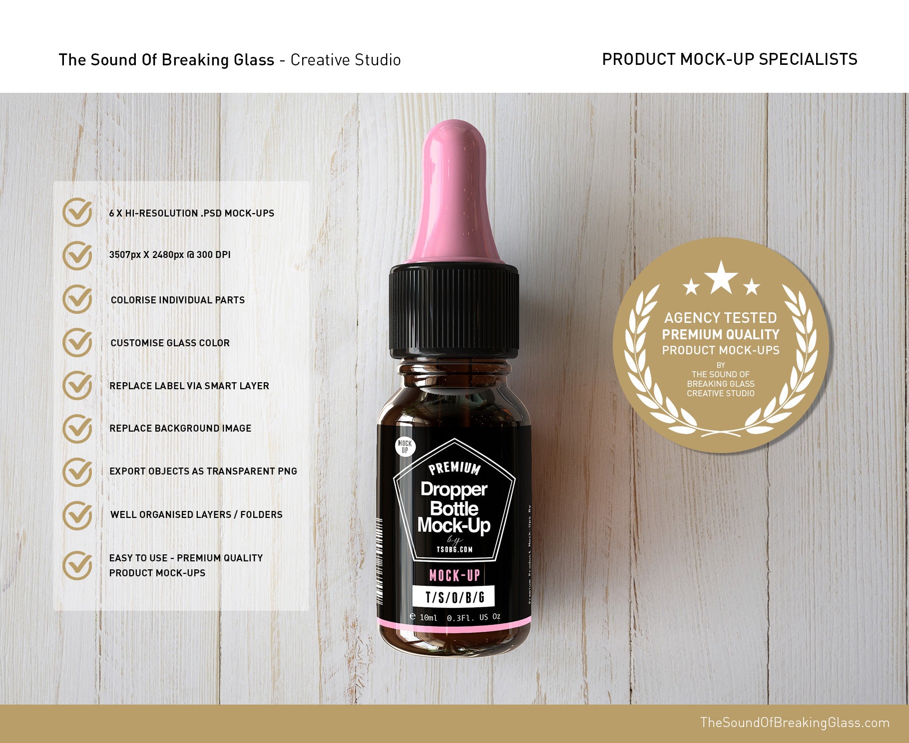 Download Amber Dropper Bottle Mock-Up With Box - V2 - The Sound Of Breaking Glass - Creative Studio