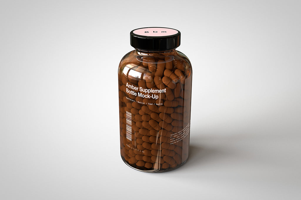 Download Amber Pill Bottle Mock-Up - Pills In Bottle | Vitamins ...