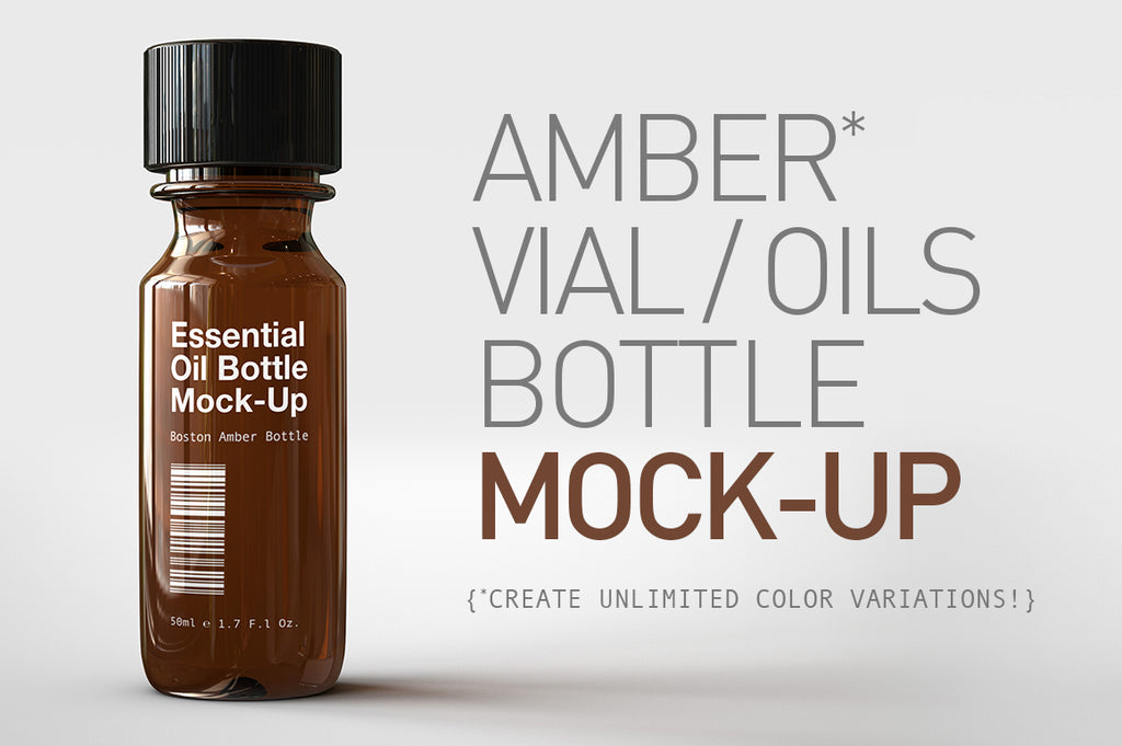 Download Essential Oils Bottle Mock-Up | Amber Glass Vial Bottle ...