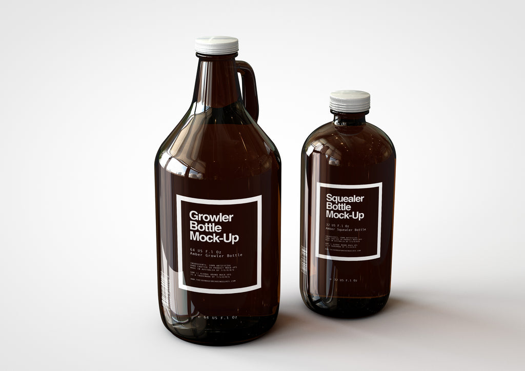 Download Growler Craft Beer Jug Mock-Up | Squealer Beer Bottle Mock ...