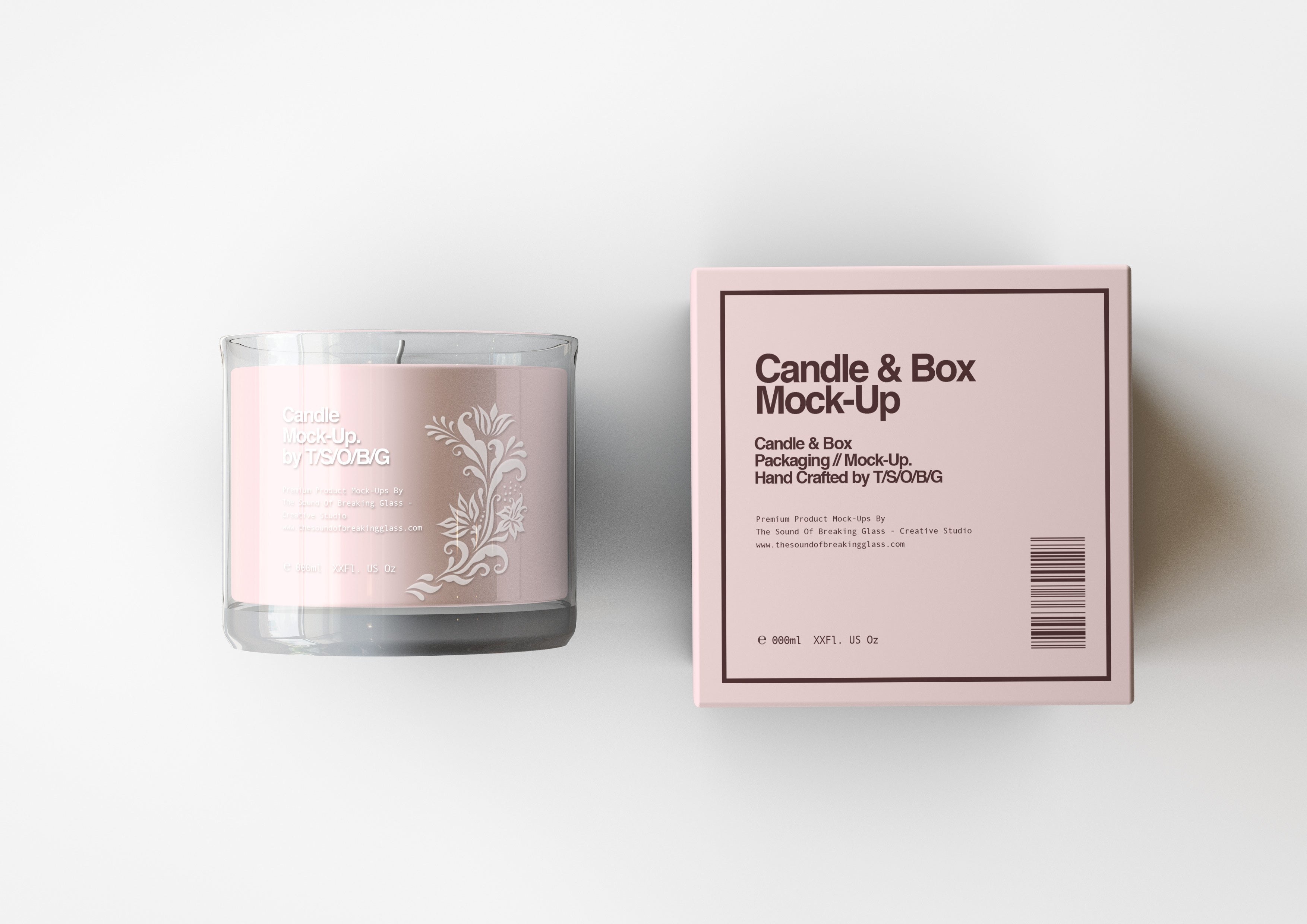 Scented Candle Mock-Up | Glass Candle & Packaging Mock-Up - The Sound Of Breaking Glass ...