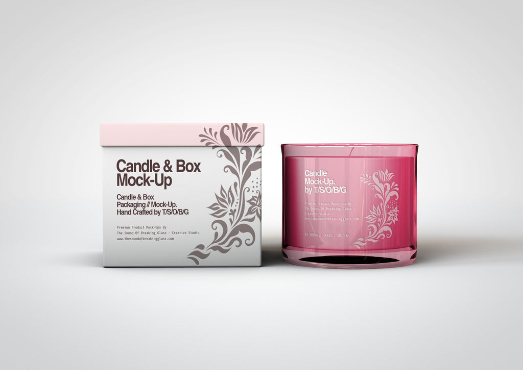 Download Scented Candle Mock-Up | Glass Candle & Packaging Mock-Up - The Sound Of Breaking Glass ...