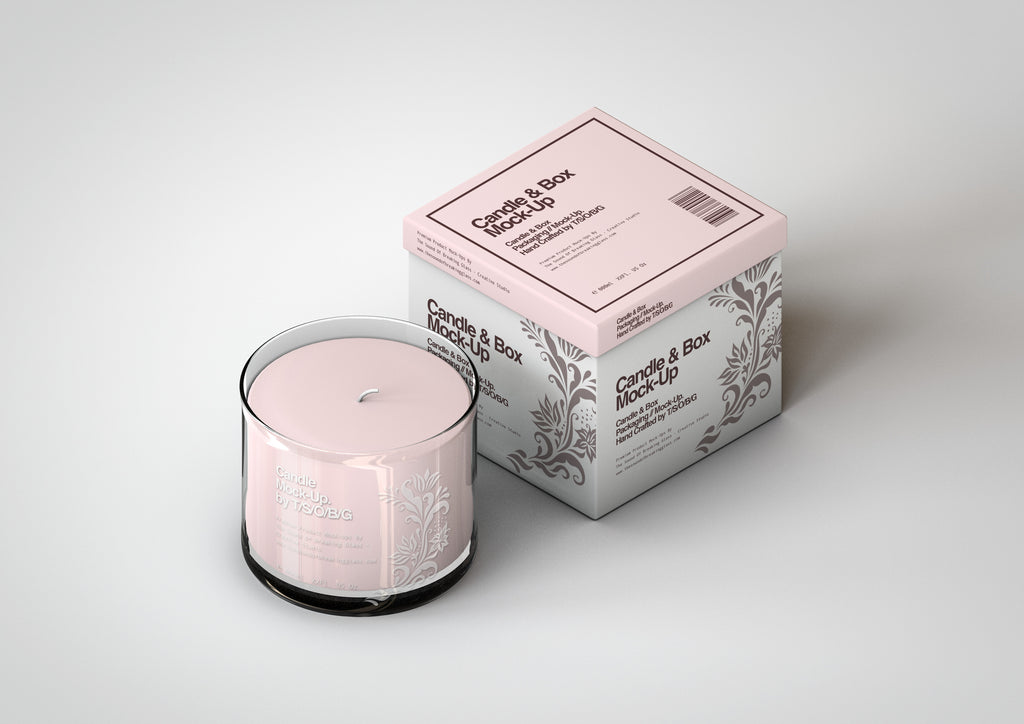 Download Scented Candle Mock-Up | Glass Candle & Packaging Mock-Up - The Sound Of Breaking Glass ...