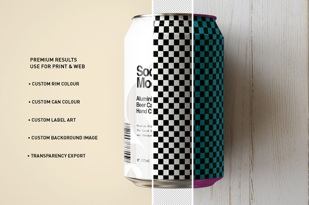Download Soda Can | Beer Can Mock-Up - 440ml - 500ml - The Sound Of Breaking Glass - Creative Studio
