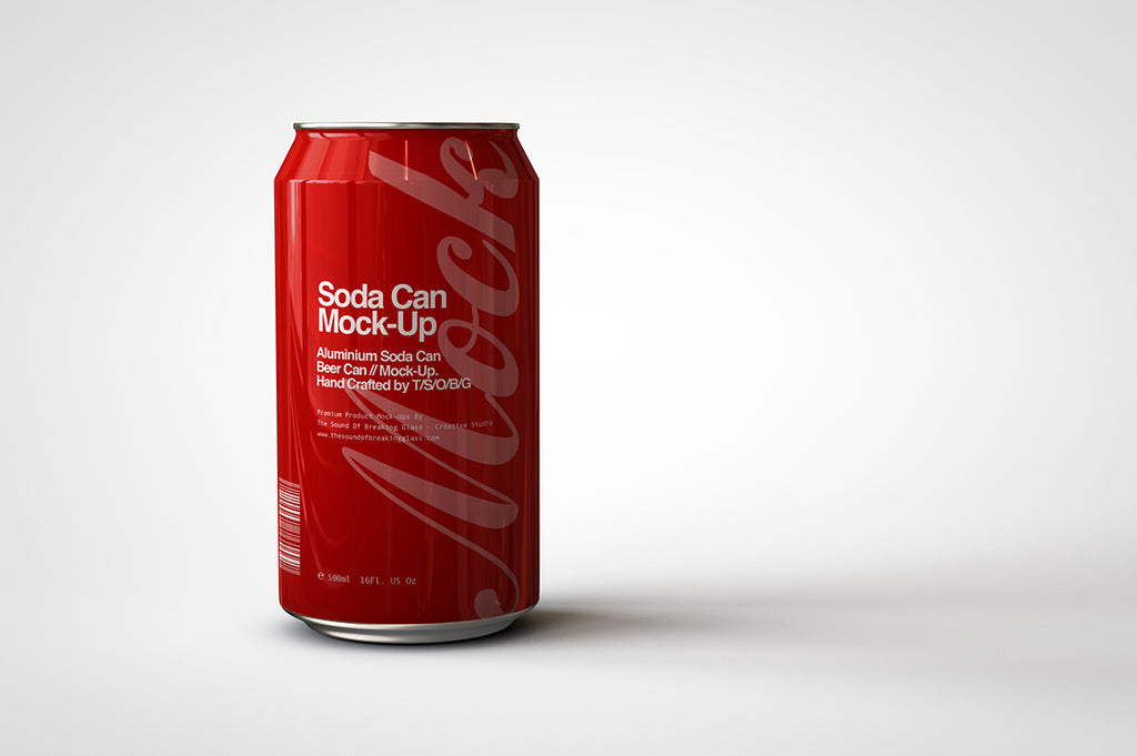 Download Soda Can | Beer Can Mock-Up - 440ml - 500ml - The Sound Of Breaking Glass - Creative Studio