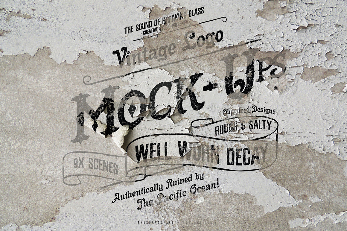 Download Vintage Logo Mock-Up Set | Cracked Paint | Rusty Grunge Logo Mock-Up - The Sound Of Breaking ...