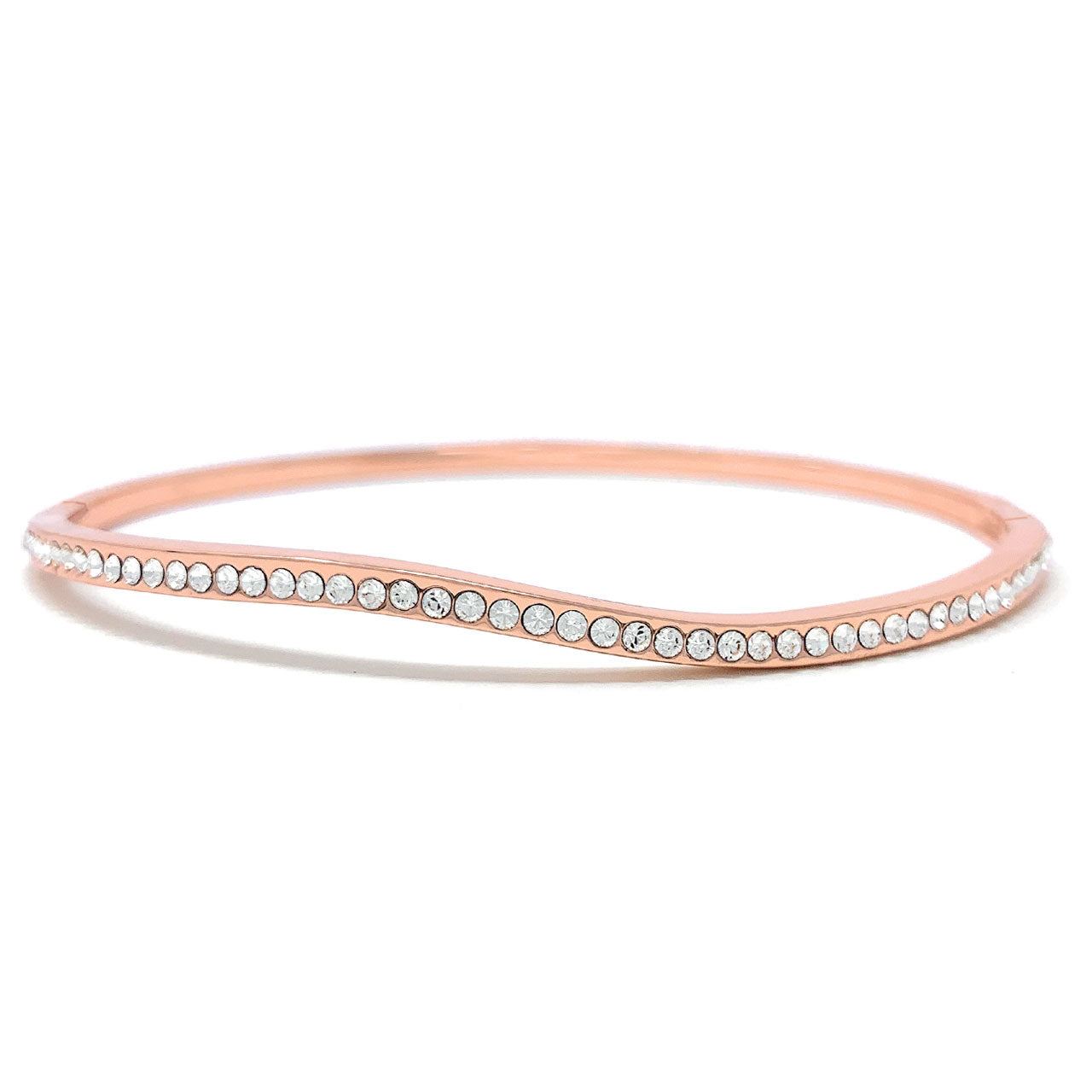 Amelia Curve Pave Bangle Bracelet with White Clear Round Crystals from ...