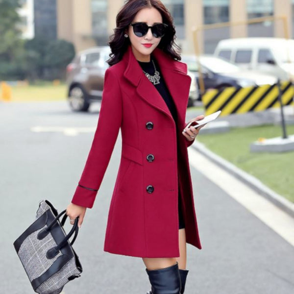 Red Double Breasted Pea Coat | Womens Outwear Jackets - Edgy Couture
