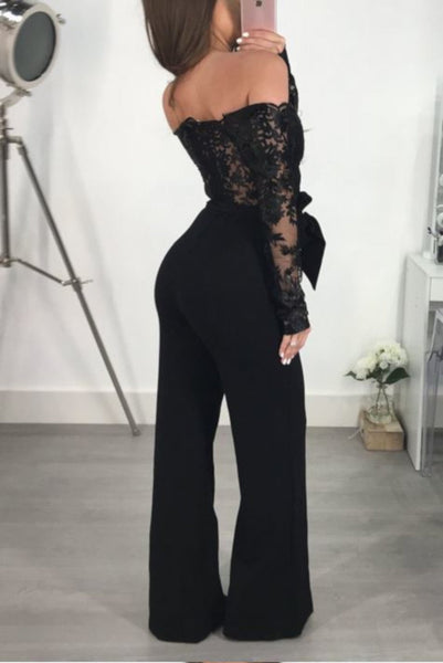 Black Lace Wide Leg Jumpsuit | Womens Alternative Apparel Edgy Couture