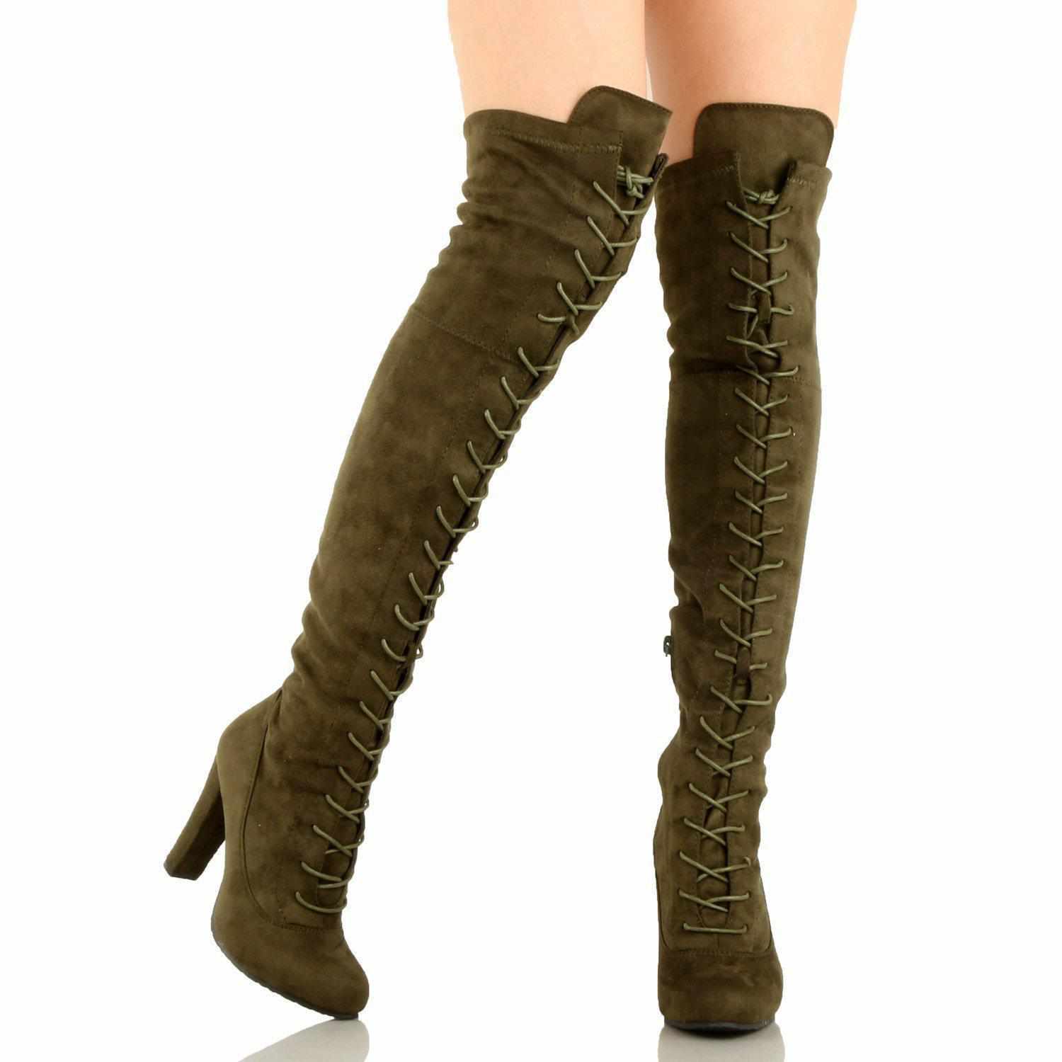 ladies suede knee high boots