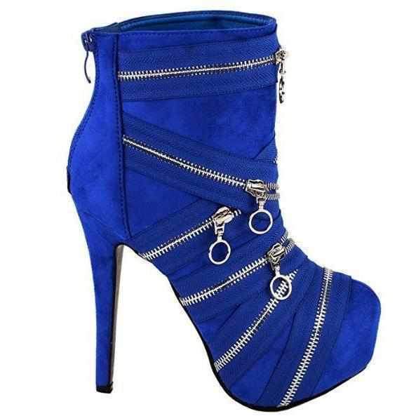 Blue Suede Ankle Booties | Womens Shoes & Boots - Edgy Couture