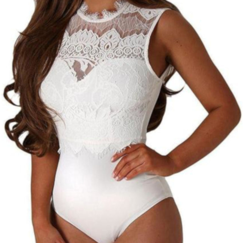 Vintage White Lace Wedding Bodysuit Womens Intimates Edgy Couture 