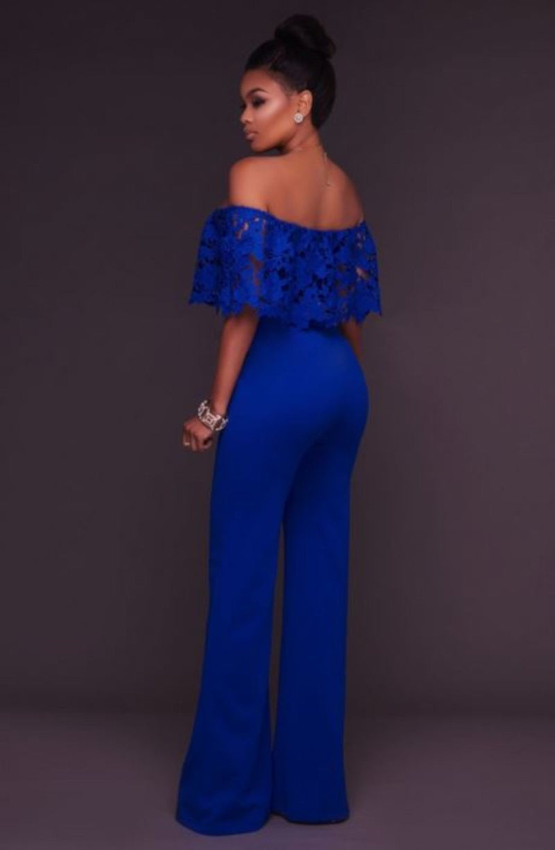 Blue Lace Wide Leg Jumpsuit | Womens Alternative Apparel Edgy Couture
