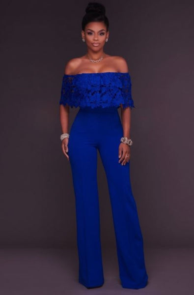 Blue Lace Wide Leg Jumpsuit | Womens Alternative Apparel Edgy Couture