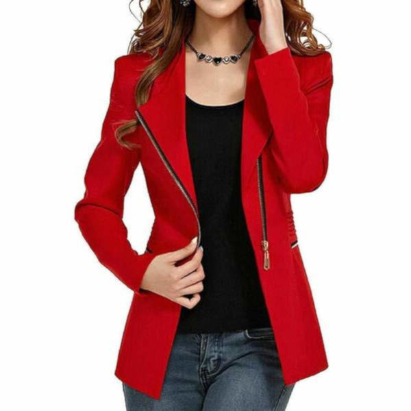 Sexy Red Side Zip Work Blazer Womens Coats And Jackets Edgy Couture 