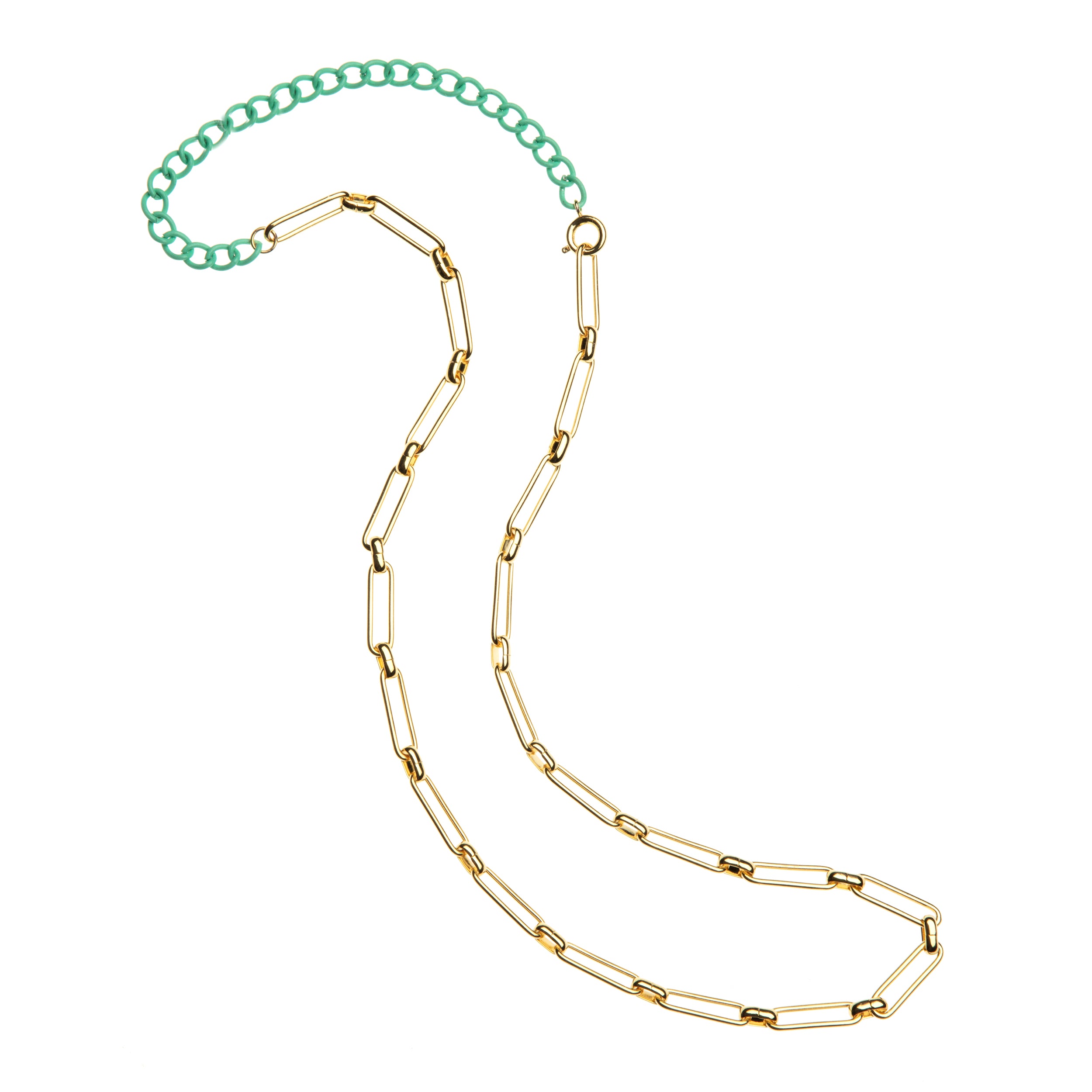 Gold and Enamel Mixed Chain Necklace