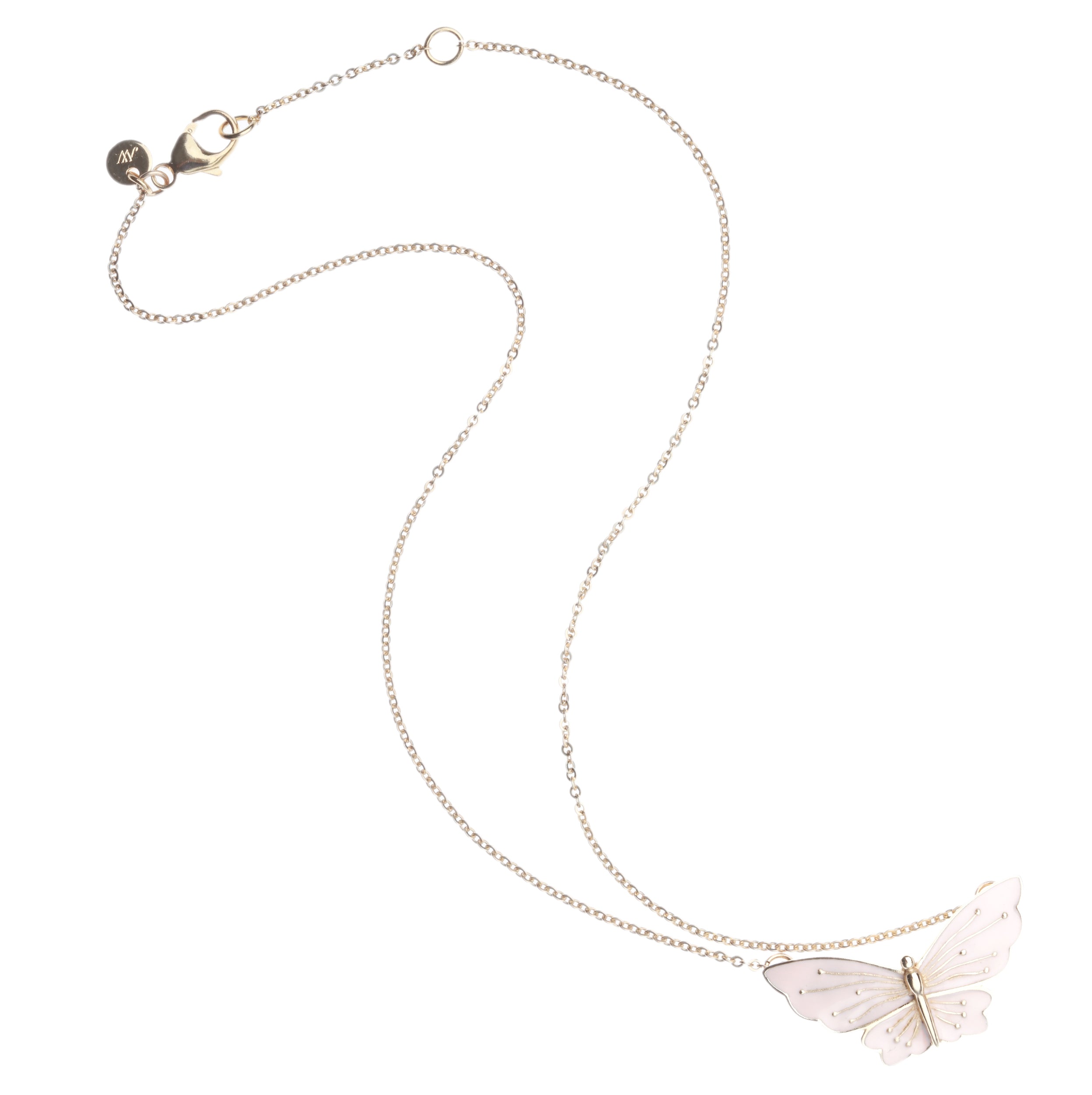 FREEDOM Butterfly Enamel Choker Necklace in Pale Dogwood