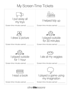 new my screen time tickets free printable other life