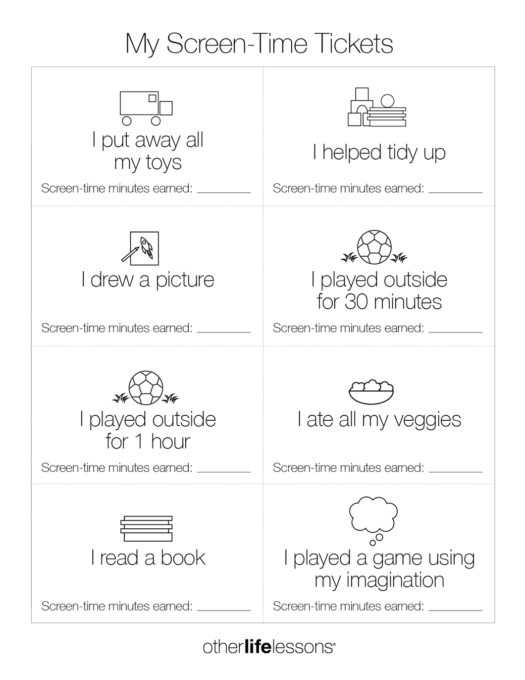 new my screen time tickets free printable other life lessons