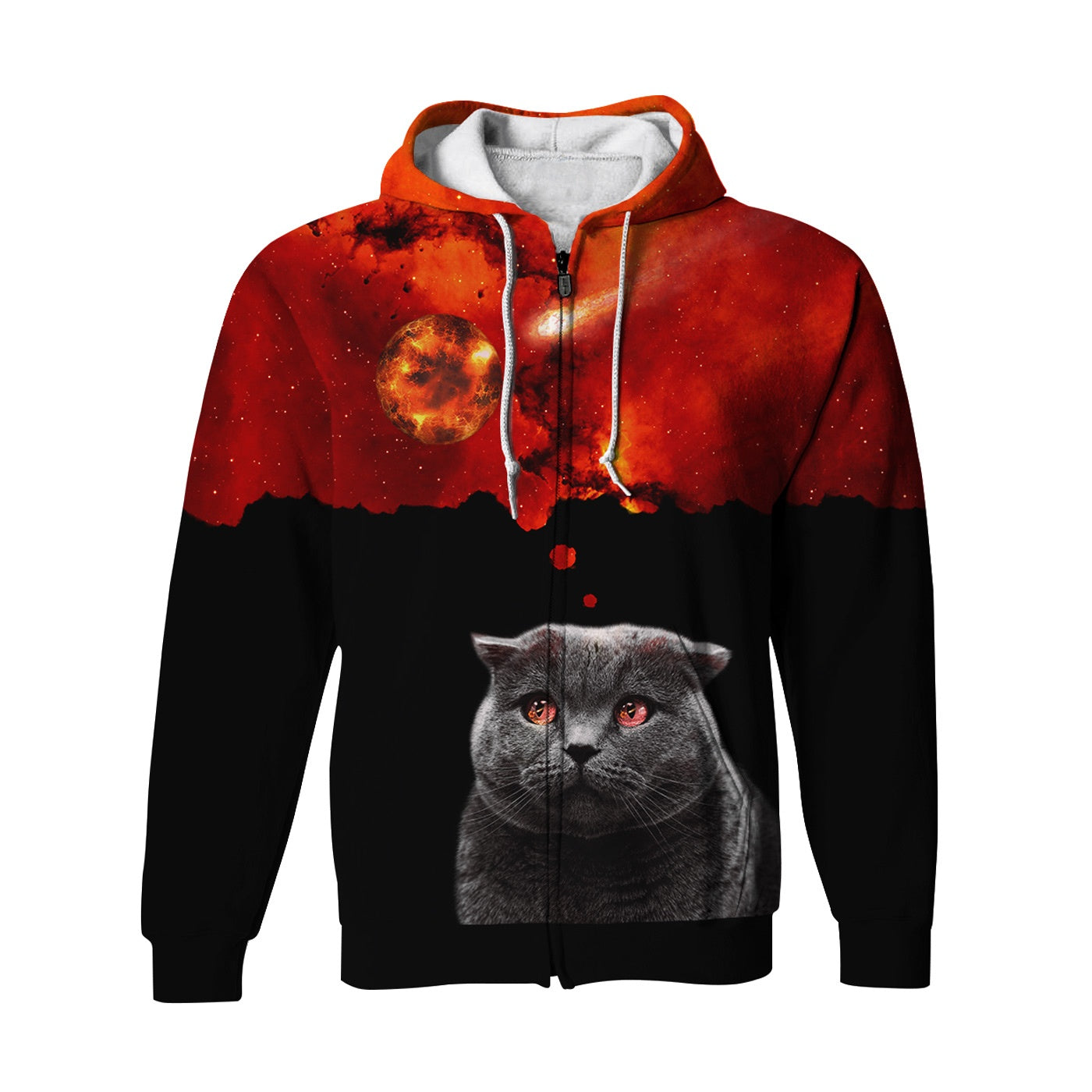 cat zip up hoodie