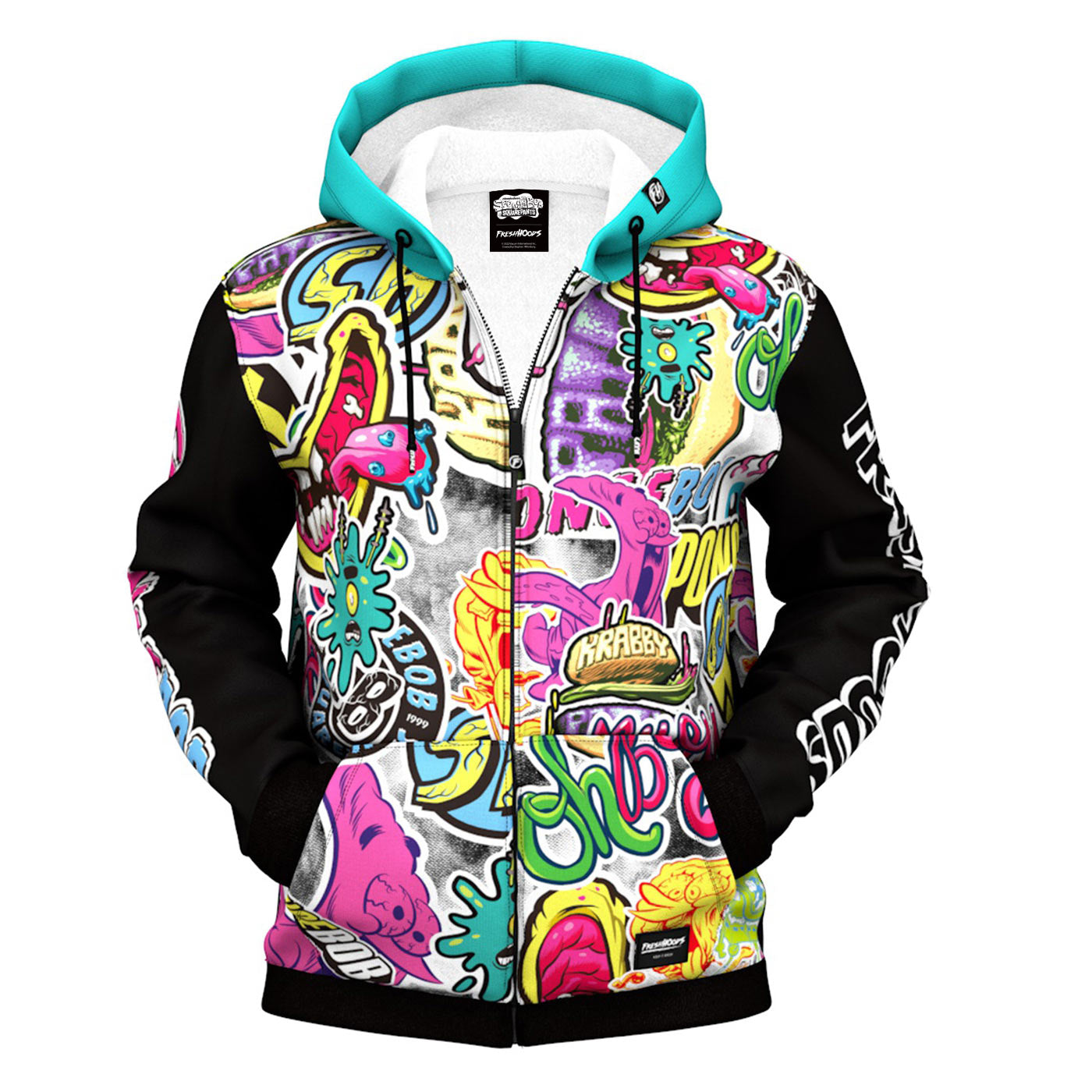 Image of Freshhoods x SpongeBob Patches Zip Up Hoodie