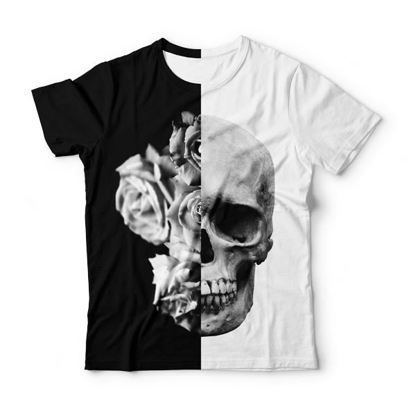 black t shirt with skull