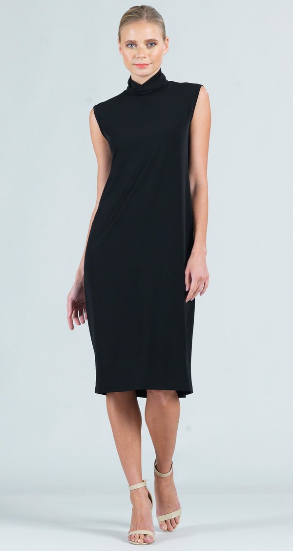 Mock Neck Midi Sheath Dress-DRMK-Clara Sun Woo-Black, Teal, Print-ETA 10-14 Business Days From Order Date