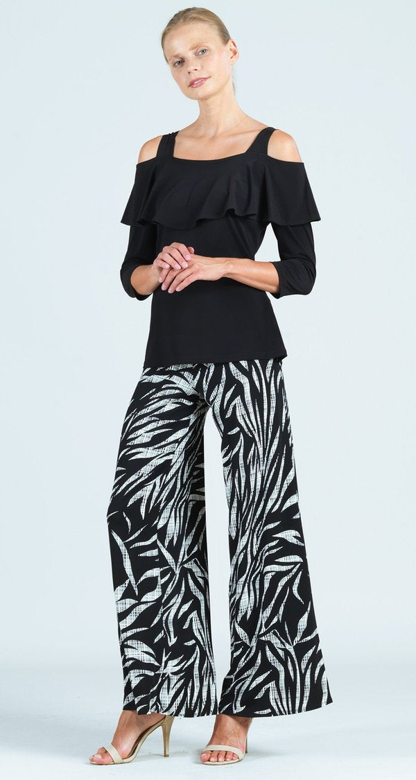 Open Shoulder Ruffle Top-Clara Sun Woo-T83-White Large on Sale Fits 12-14(Picture is Black but white is on sale)