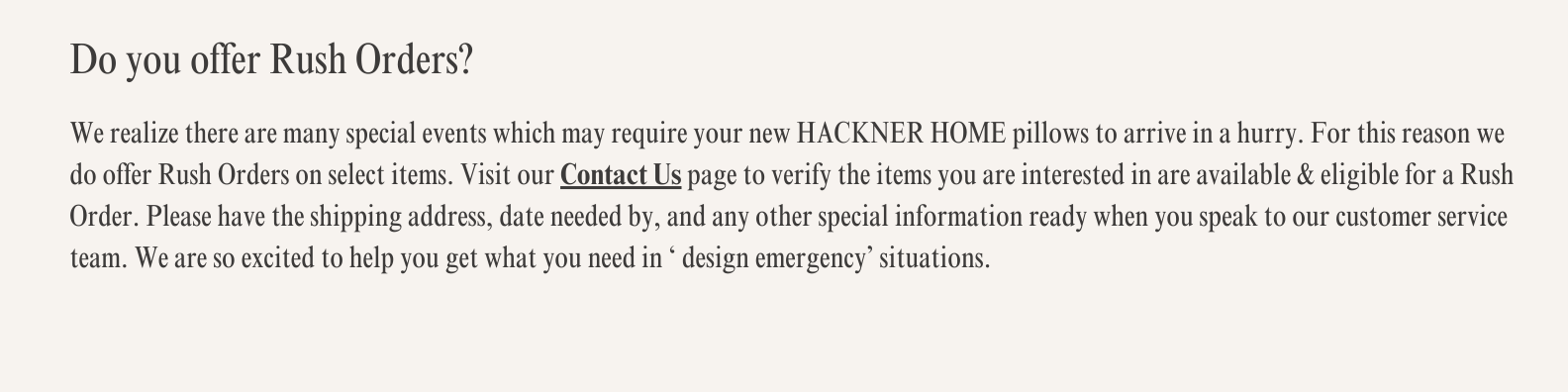 Hackner Home FAQ