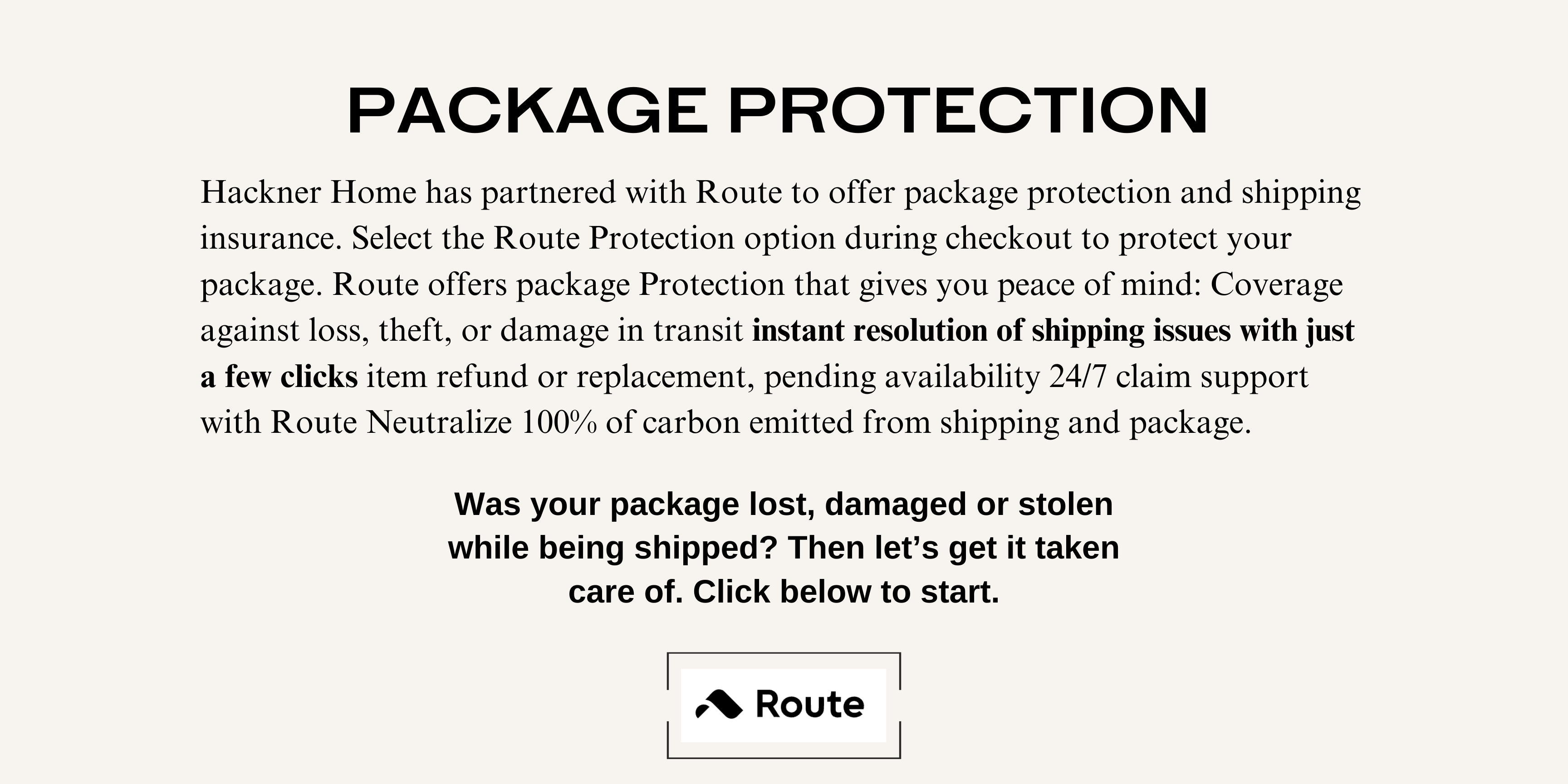 Hackner Home Package Protection Plan