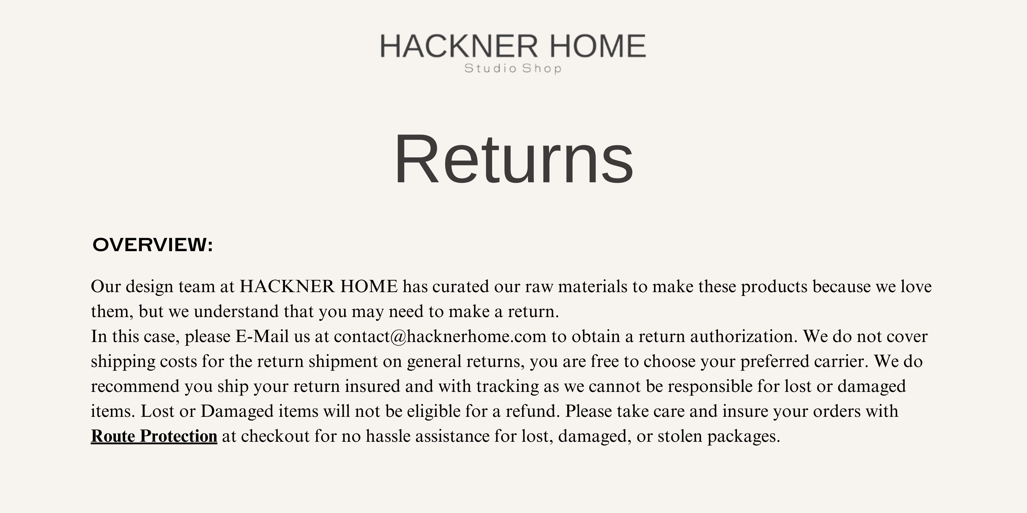 Hackner Home Returns