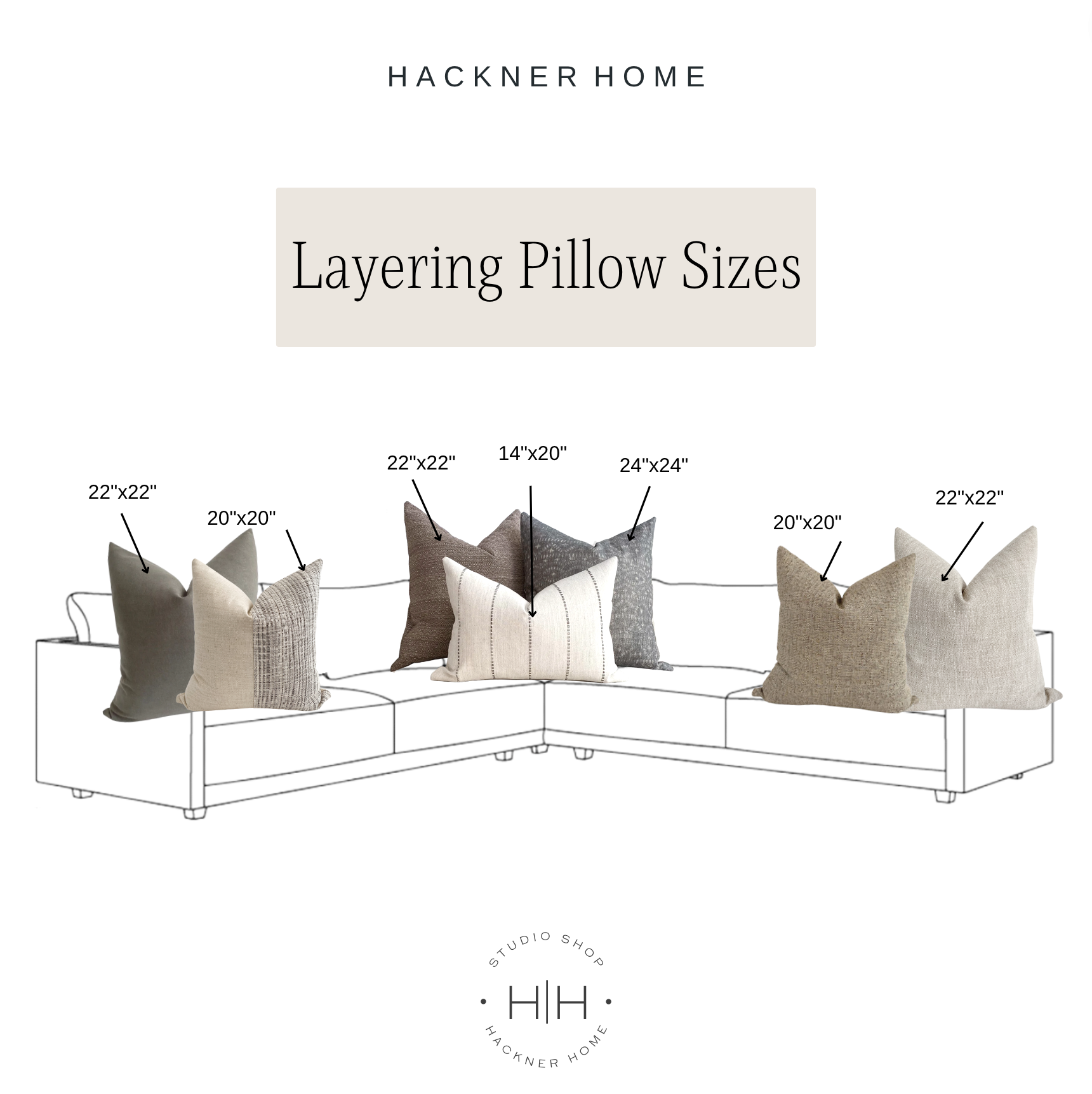 How to style pillows on a sectional sofa by size by HACKNER HOME.