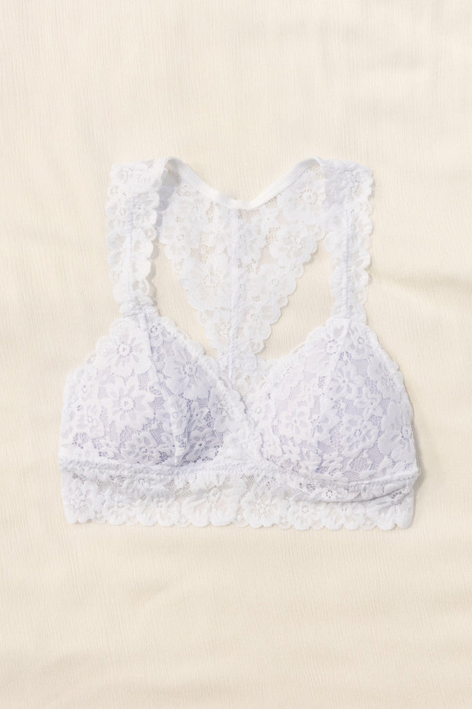 white flower bralette