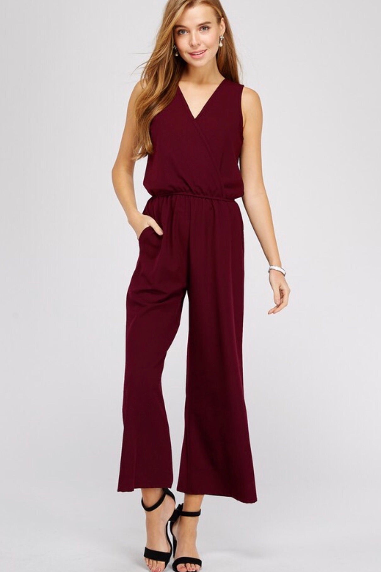 Maroon Sleeveless Jumpsuit – Magnolia Road Boutique